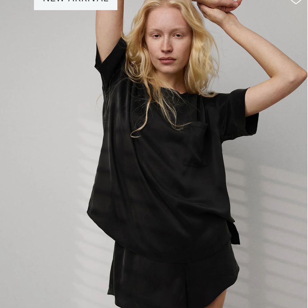 Lunya Black Silk Pajama Set